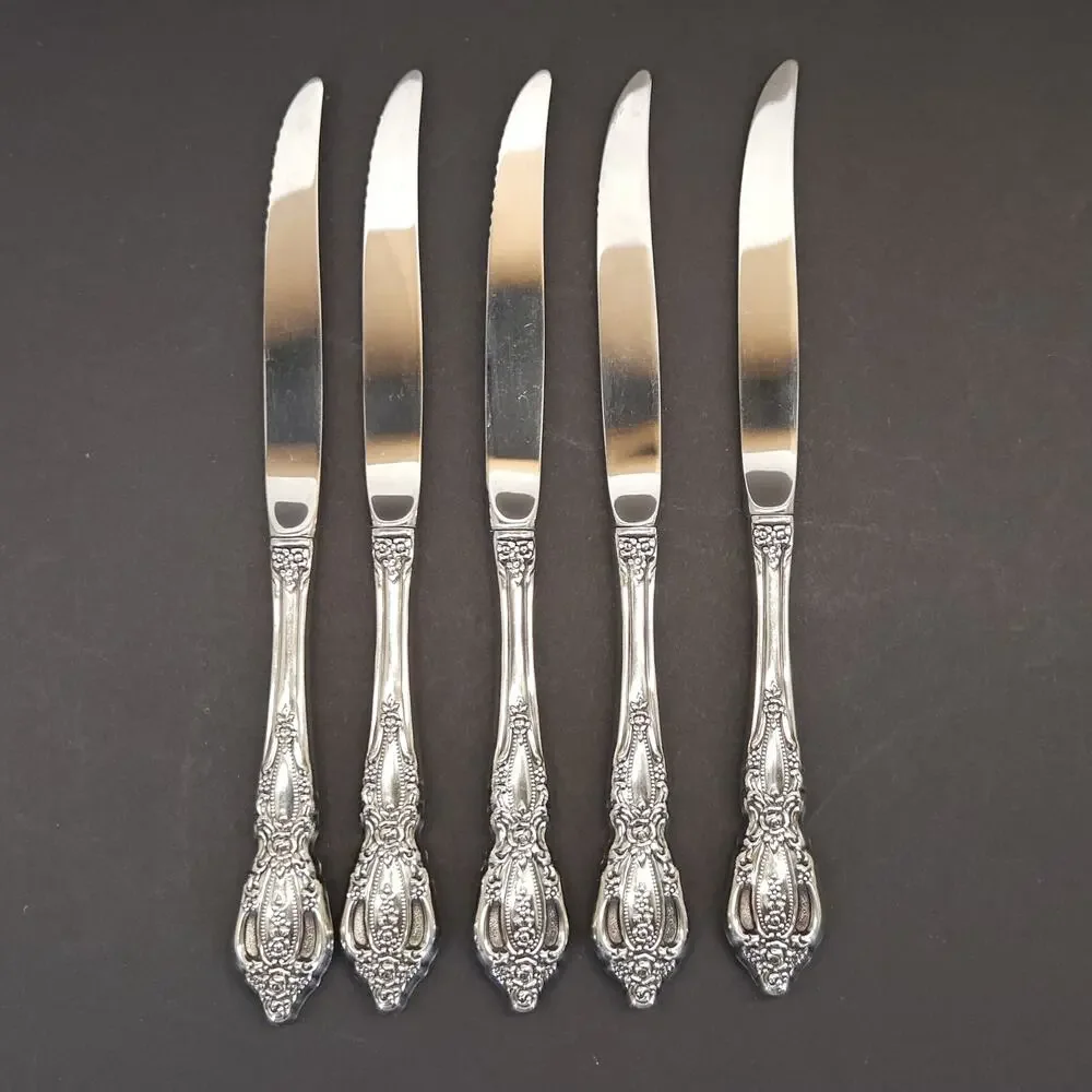 Oneida Deluxe Monte Carlo Stainless Hollow Knife Ornate Baroque Replacement 5pcs